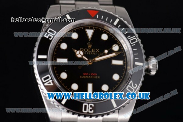 Rolex Submariner Swiss ETA 2824 Automatic Steel Case with Black Dial Dot Markers and Stainless Steel Bracelet - Click Image to Close